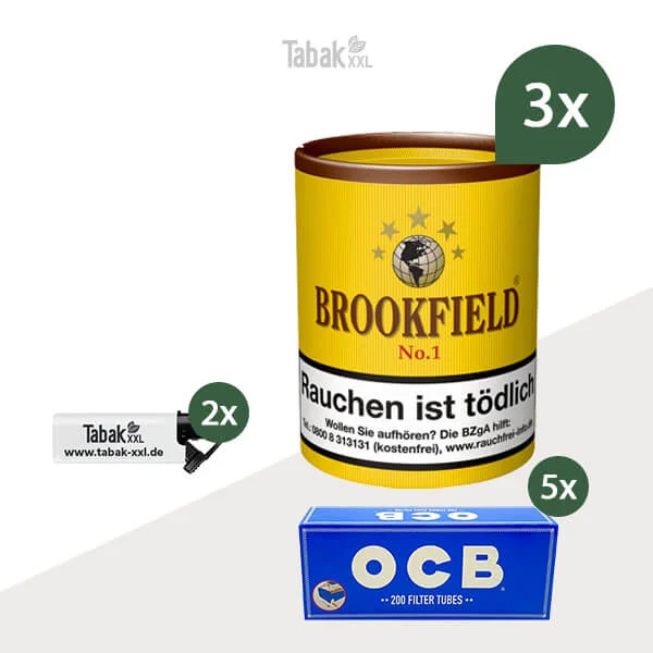 3x Brookfield Pfeifentabak No.1 Dose mit 1000 Filterhülsen