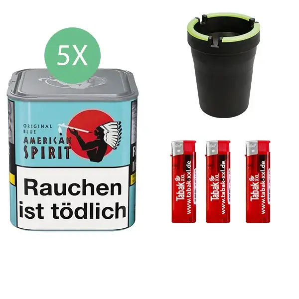 American Spirit Tabak Blue 5 x Dose mit Auto Aschenbecher American Spirit Tabak Blue 5 x Dose mit Auto Aschenbecher