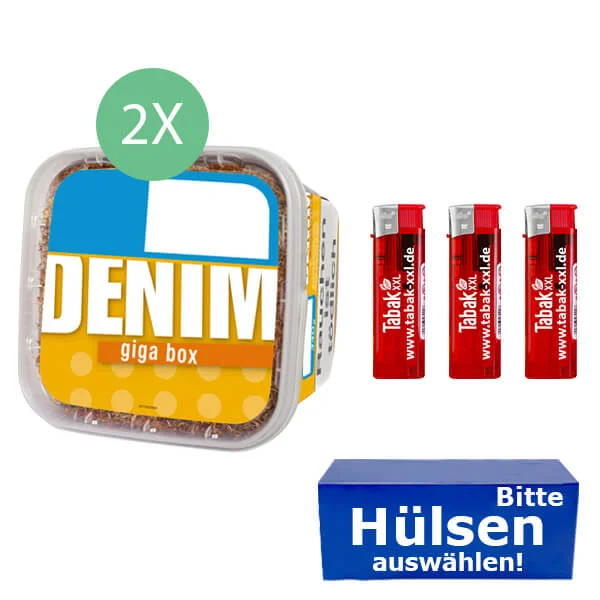 Denim Tabak 2 x Giga Box mit Wählbaren Hülsen 