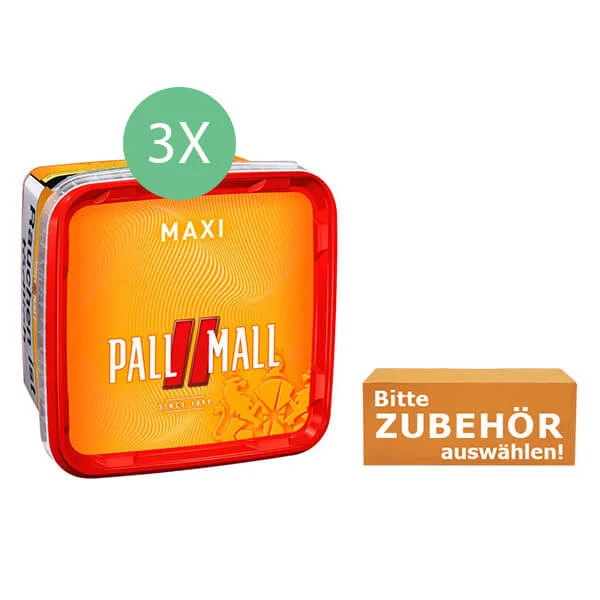 Pall Mall Tabak 3 x Maxi Box mit wählbarem Zubehör