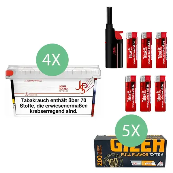 JPS John Player Tabak 4 x Mega Box mit 1000 Extra Filterhülsen 