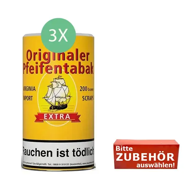 Original Tabak 3 x Dose mit wählbarem Zubehör