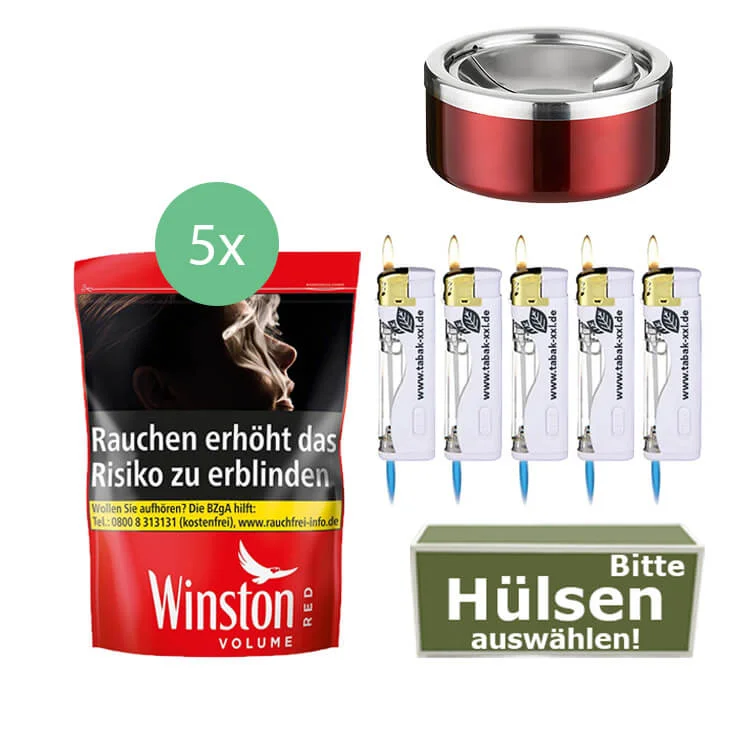 Winston Tabak Red 5 x Beutel mit wählbaren Hülsen