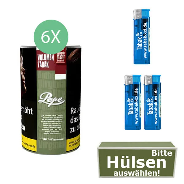 Pepe Tabak Rich Green 6 x Dose XXL mit wählbaren Filterhülsen Pepe Tabak Rich Green 6 x Dose XXL mit wählbaren Filterhülsen