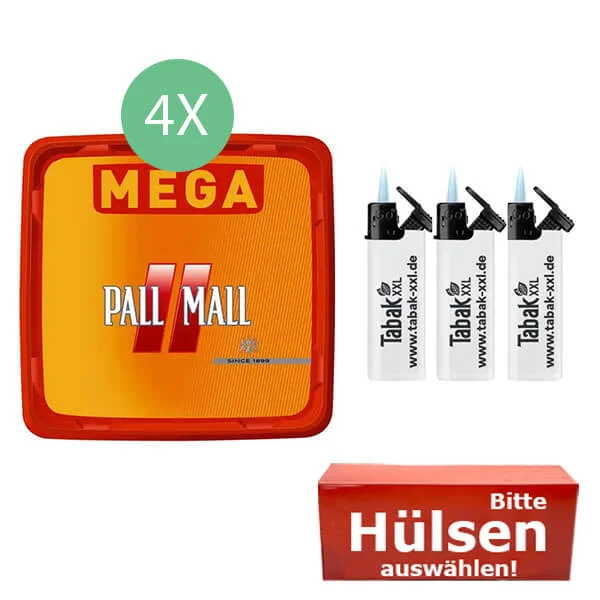 Pall Mall Tabak 4 x Mega Box mit wählbaren Filterhülsen