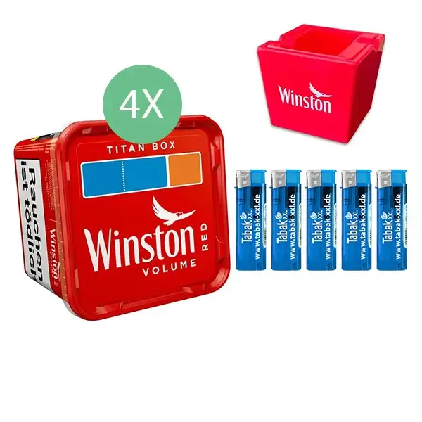 Winston Volumentabak Red 4 x Titan Box mit Keramikaschenbecher