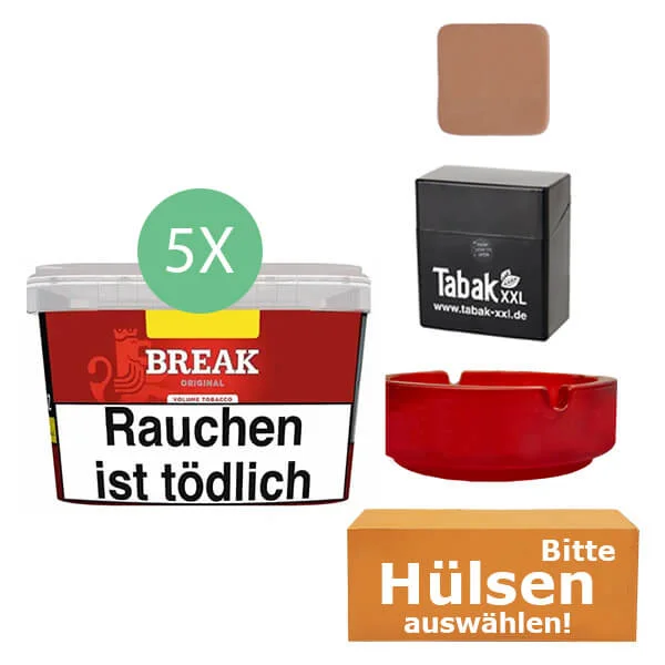 Break Tabak Red 5 x Mega Box mit wählbaren Filterhülsen und Etui Break Tabak Red 5 x Mega Box mit wählbaren Filterhülsen und Etui