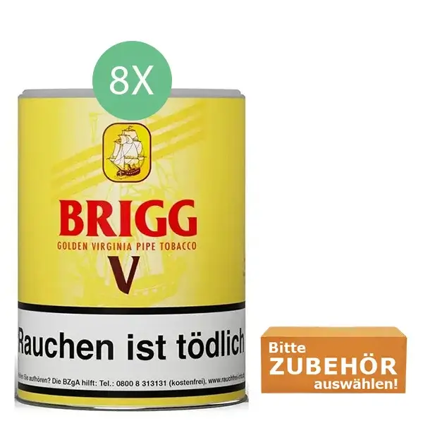 Brigg Tabak Vanilla 8 x Dose mit wählbarem Zubehör