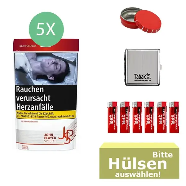 5xjps_tabak_beutel_mit_hulsen_Metalletui 3 Jps Tabak Beutel mit Metalletui