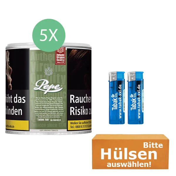 Pepe Tabak Rich Green 5 x Dose mit wählbaren Hülsen Pepe Tabak Rich Green 5 x Dose mit wählbaren Hülsen