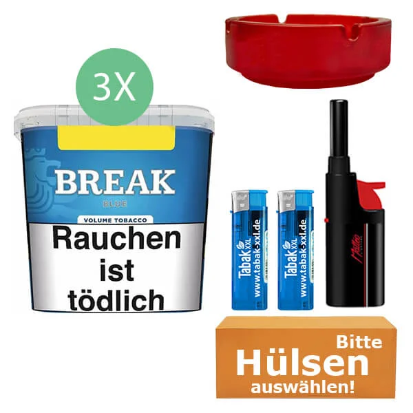 Break Tabak Blue 3 x Giga Box mit wählbaren Filterhülsen Break Tabak Blue 3 x Giga Box mit wählbaren Filterhülsen