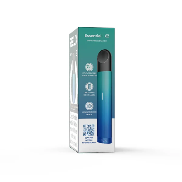 Relx E-Zigarette Essential Blue Glow 350 mAh Mehrweg Verpackung Relx E-Zigarette Essential Blue Glow 350 mAh Mehrweg Verpackung