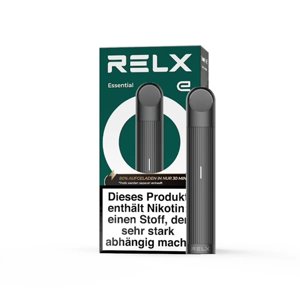 Relx E-Zigarette Essential Black 350 mAh Mehrweg Verpackung Bild