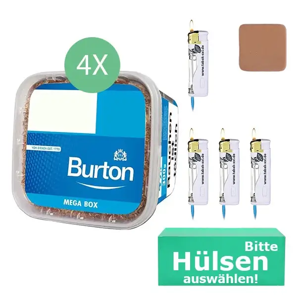 Burton Tabak Blue 4 x Mega Box mit wählbaren Hülsen Burton Tabak Blue 4 x Mega Box mit wählbaren Hülsen