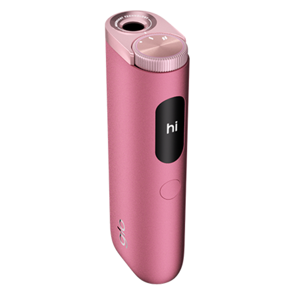 glo_hyper_pro_quartz_rose_device_top_plus_sticks Die Glo Hyper Pro in der Farbe Quartz Rose von oben im Aktionspack mit Sticks