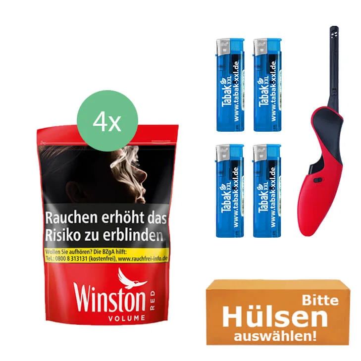 Winston Tabak Red 4 x Beutel mit Wählbaren Hülsen Winston Tabak Red 4 x Beutel mit Wählbaren Hülsen