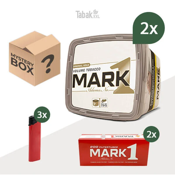 2x Mark 1 Volumentabak Original Gold Eimer mit Filterhülsen und Mystery Box 2x Mark 1 Volumentabak Original Gold Eimer mit Filterhülsen und Mystery Box
