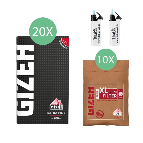 20x-gizeh-blaettchen-black-extra-fine-100-blatt-+-10x-gizeh-xl-slim-filter-+-2x-sturmfeuerzeuge 20x-gizeh-blaettchen-black-extra-fine-100-blatt-+-10x-gizeh-xl-slim-filter-+-2x-sturmfeuerzeuge