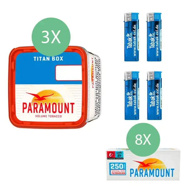 Paramount Volumentabak Red 3 x Titan Box mit 2000 Special Size Filterhülsen