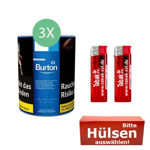 3 Burton Blue Dose mit Feuerzeugen