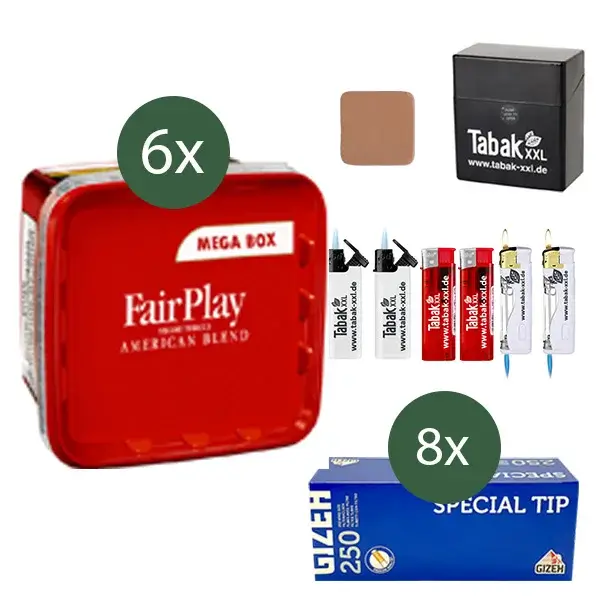 FairPlay Tabak 6 x Mega Box mit 2000 Special Size Filterhülsen