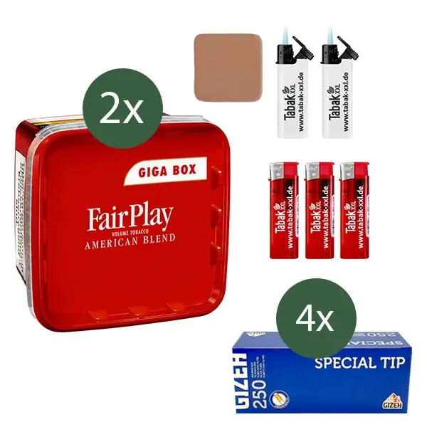 FairPlay Volumentabak 2 x Giga Box mit 1000 Special Size Filterhülsen 