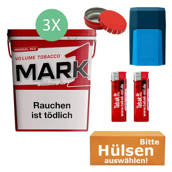 Mark 1 Tabak Red XXL 3 x Eimer mit Filterhülsen und Etui Mark 1 Tabak Red XXL 3 x Eimer mit Filterhülsen und Etui