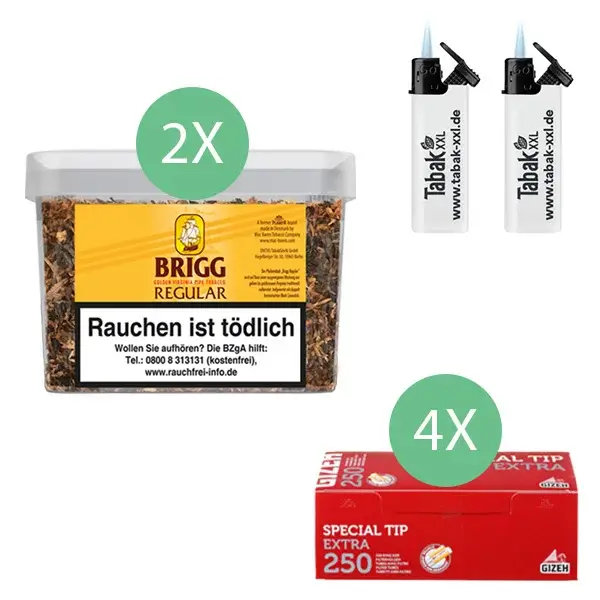 Brigg Tabak Regular 2 x Eimer mit 1000 Gizeh Extra Filterhülsen Brigg Tabak Regular 2 x Eimer mit 1000 Gizeh Extra Filterhülsen